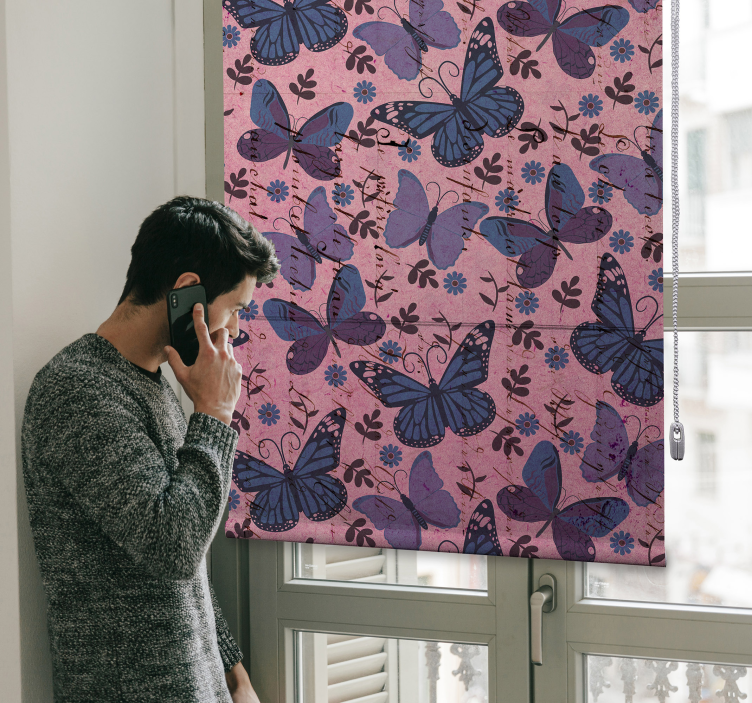 Pink Backround butterflies blind - TenStickers