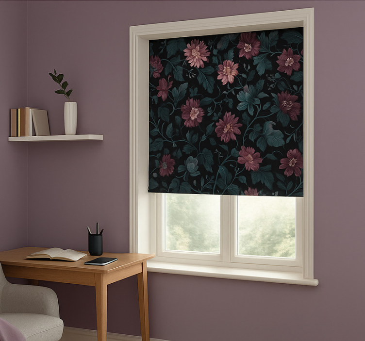 Dark vintage botanicals home office blind - TenStickers