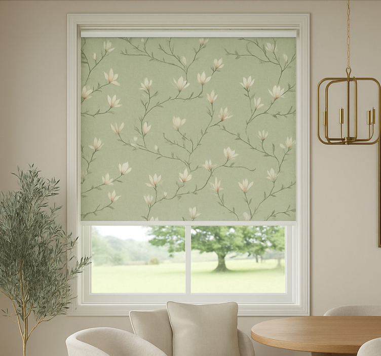 Dining room blind olive tone blooming branches - TenStickers