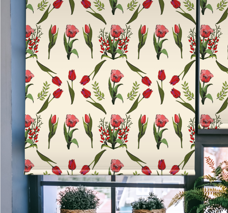 Elegant beige arrangement floral roller blind - TenStickers