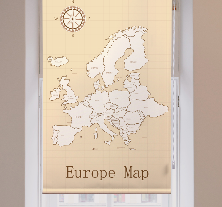 Europe on Beige Background world map roller blind - TenStickers