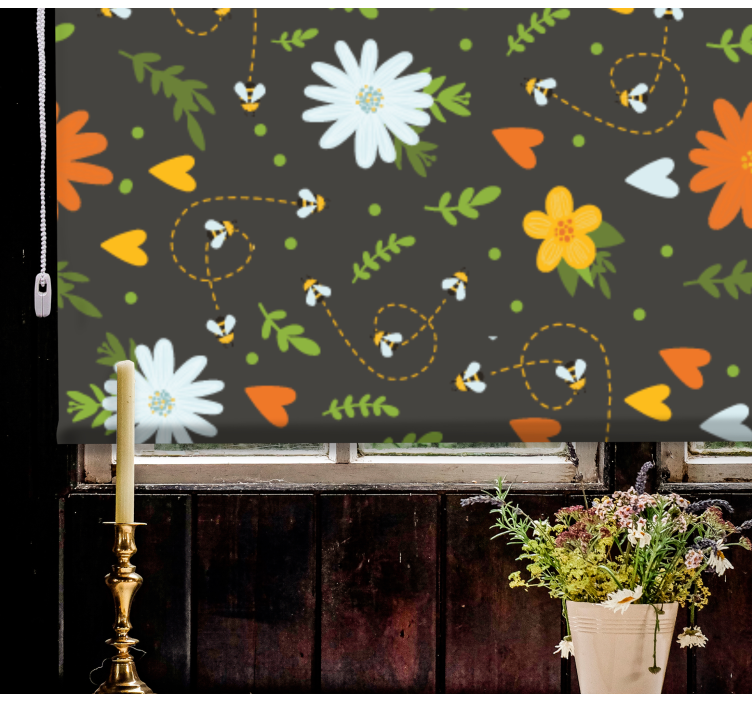 Bees pattern blind flowers and plants - TenStickers