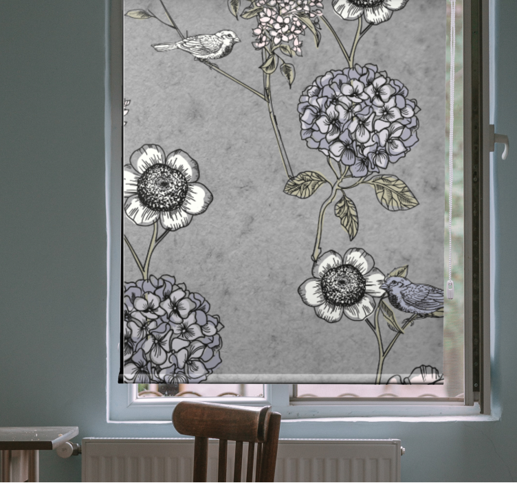 Grey gentle motif blind flowers and plants - TenStickers