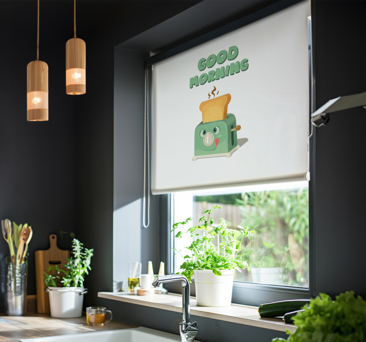 Good morning with toaster blind kitchen - TenStickers