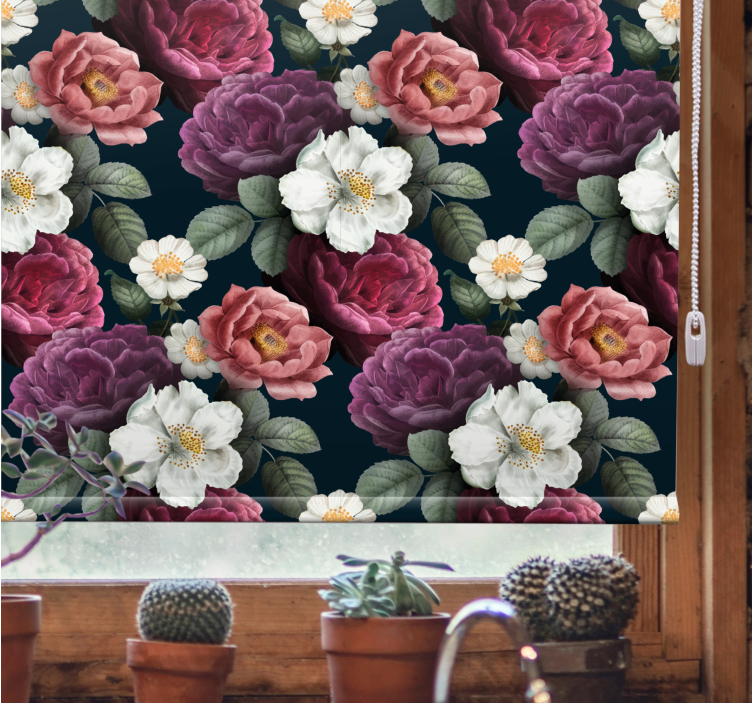 Graceful Bloom Composition floral roller blind - TenStickers