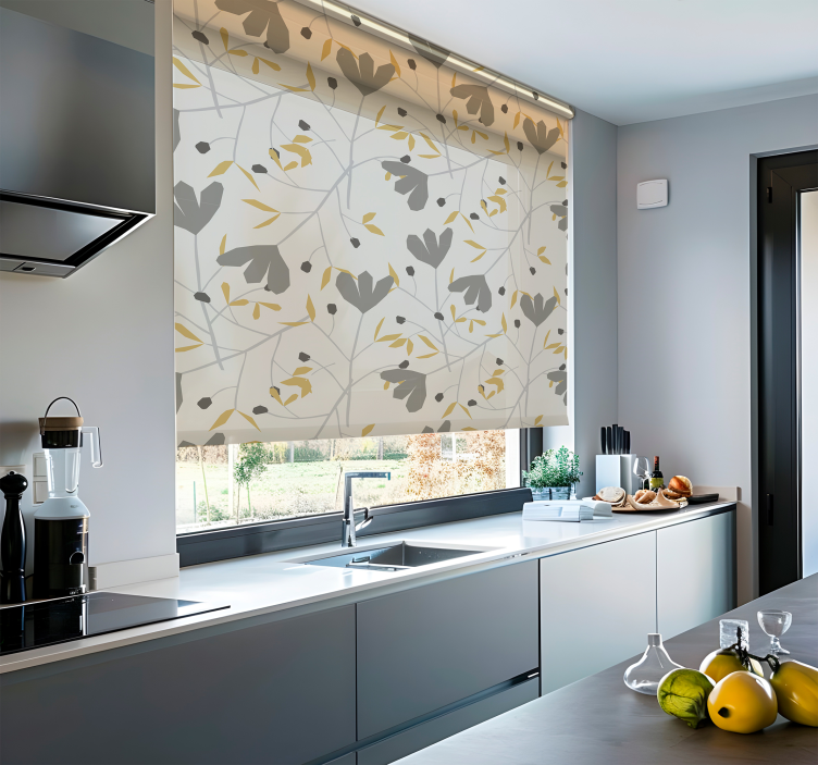 Gray and yellow flowers Nordic blind - TenStickers