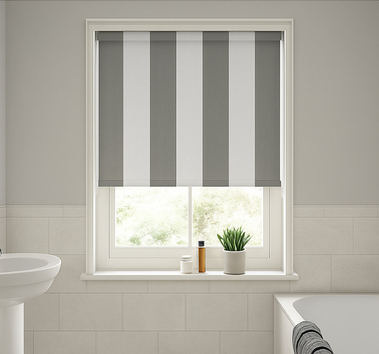 Grey vertical stripes bathroom blind - TenStickers