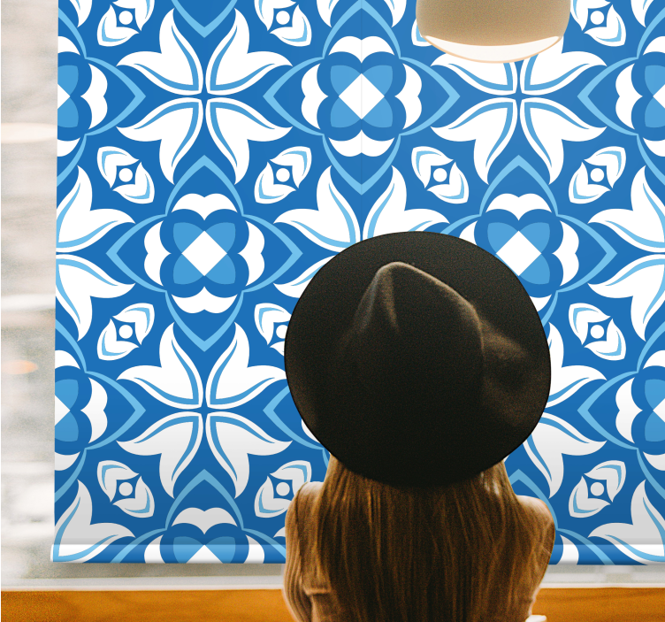 Intricate Blue Motif pattern roller blind - TenStickers