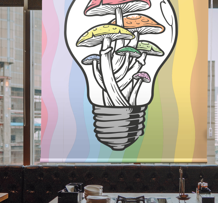 Mushroom Lightbulb Art blind flowers and plants - TenStickers