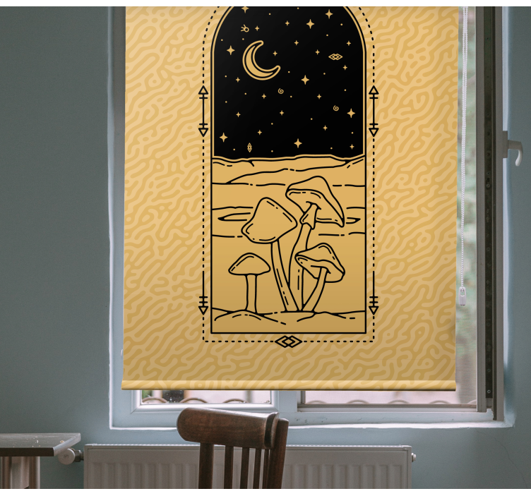 Mushroom Moonlit Scene animals blind - TenStickers