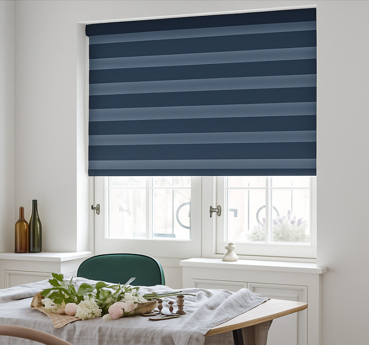 Navy midnight blue stripes  dining room blind - TenStickers