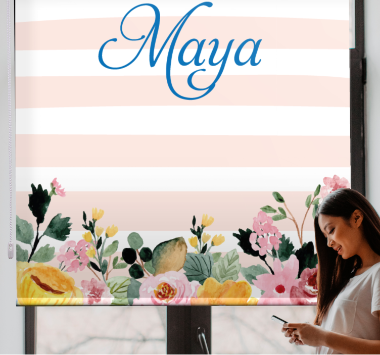 Personalised floral design blind teens - TenStickers