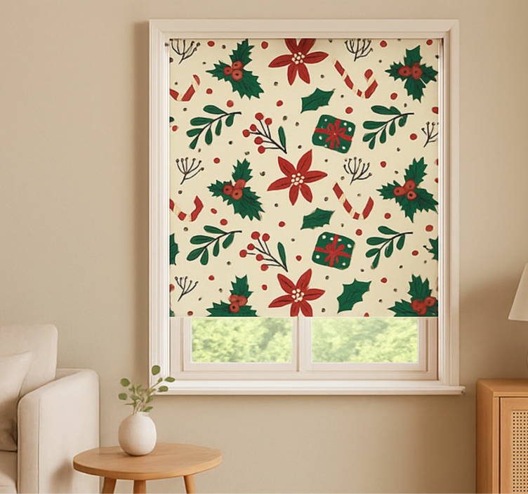 Red Ornaments Forest living room blind - TenStickers