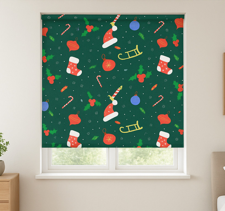 Santa Gingerbread Pattern living room blind - TenStickers