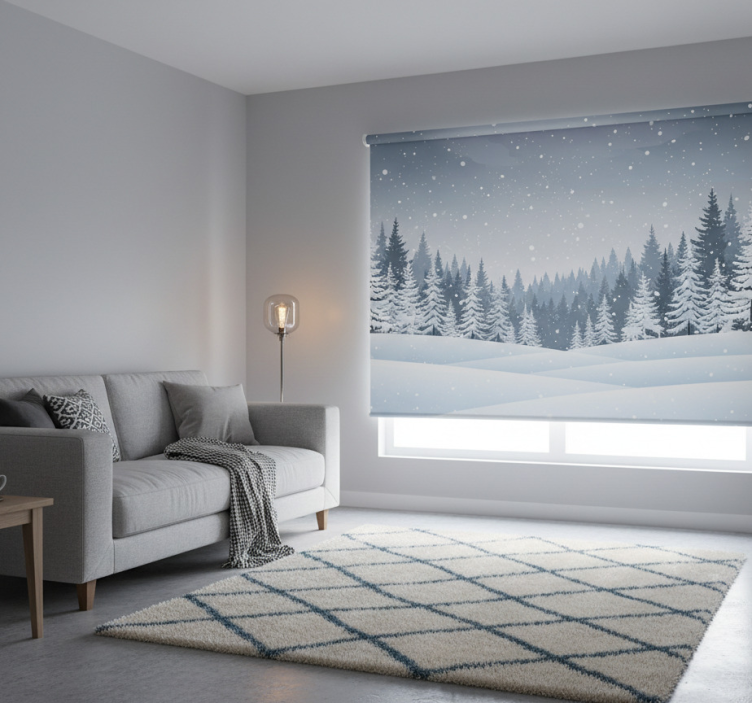 Scandinavian blind nordic winter forest view - TenStickers