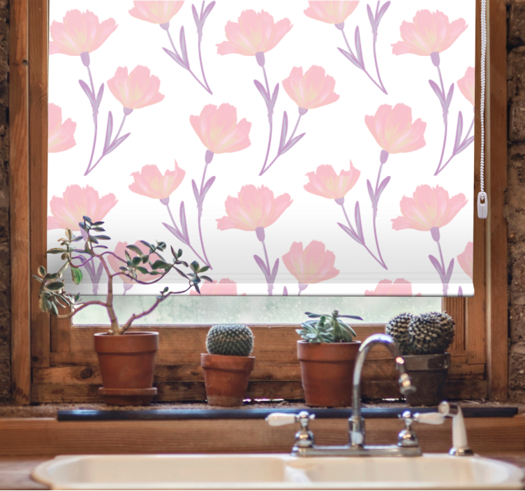Soft Bloom Theme floral roller blind - TenStickers