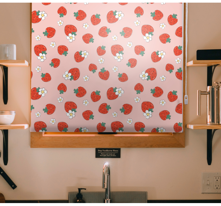 Strawberry pattern with flowers blind fruit and vegetables - TenStickers