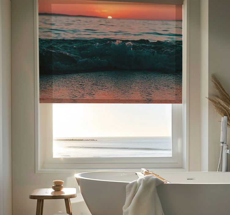 Sunset on a beach bathroom blind - TenStickers