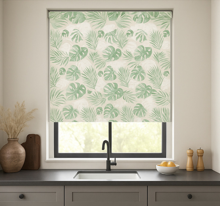 Tropical botanical leaves blind kitchen - TenStickers