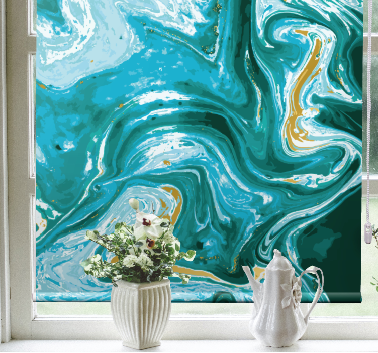 Turquoise marble effect painting Blind painting - TenStickers