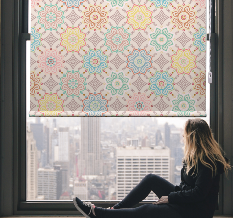 Vibrant Bloom Concept floral roller blind - TenStickers