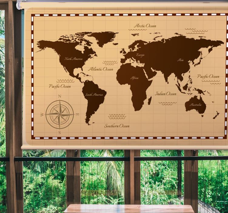Vintage Exploration world map roller blind - TenStickers