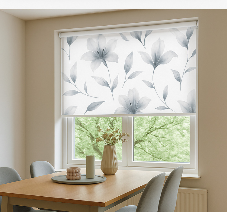 Watercolour lillies florals  dining room blind - TenStickers