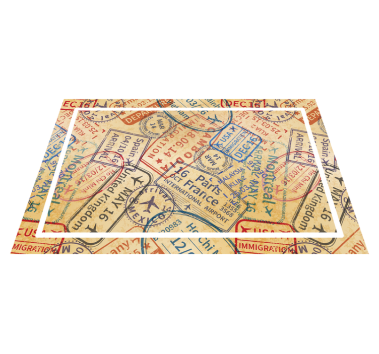 Textured placemats with passport stamp design - TenStickers
