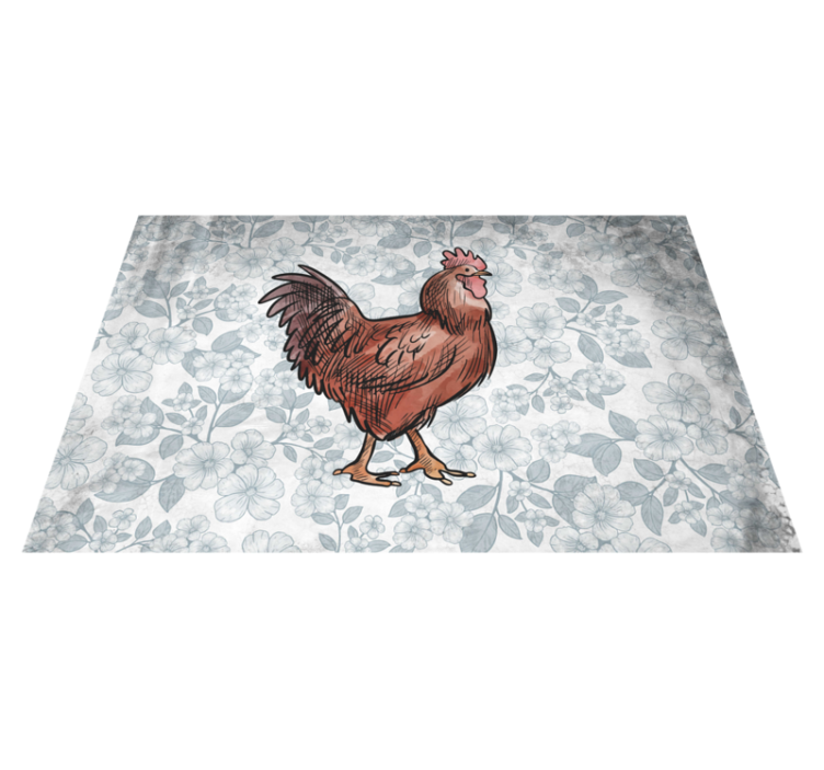 Typical rooster with white flowers placemats - TenStickers