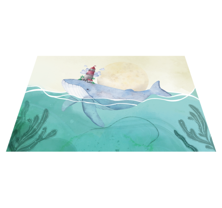 Children placemats whale with lighthouse - TenStickers