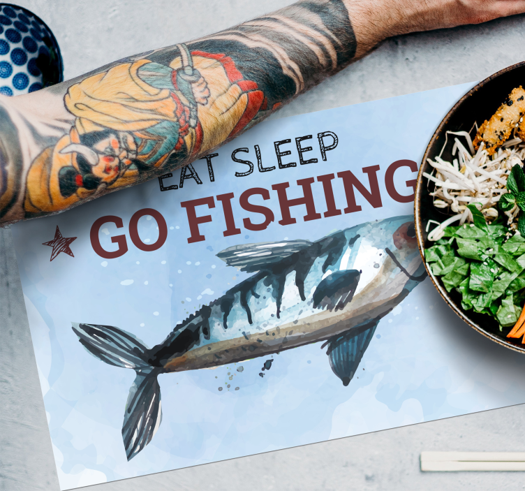 Eat sleep go fishing fish placemats - TenStickers