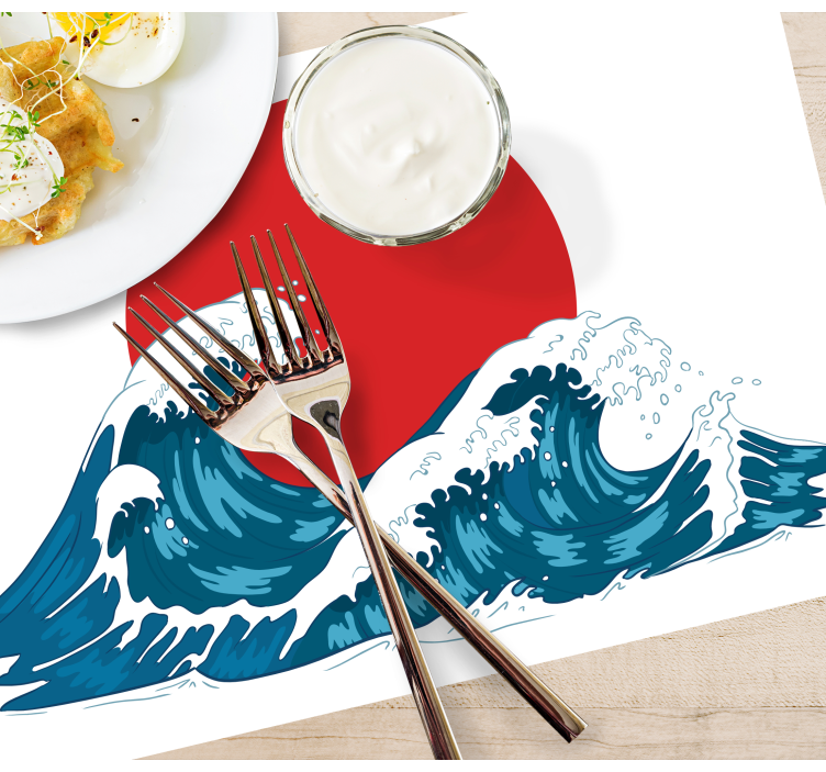 Japanese big waves ocean  restaurant placemats - TenStickers