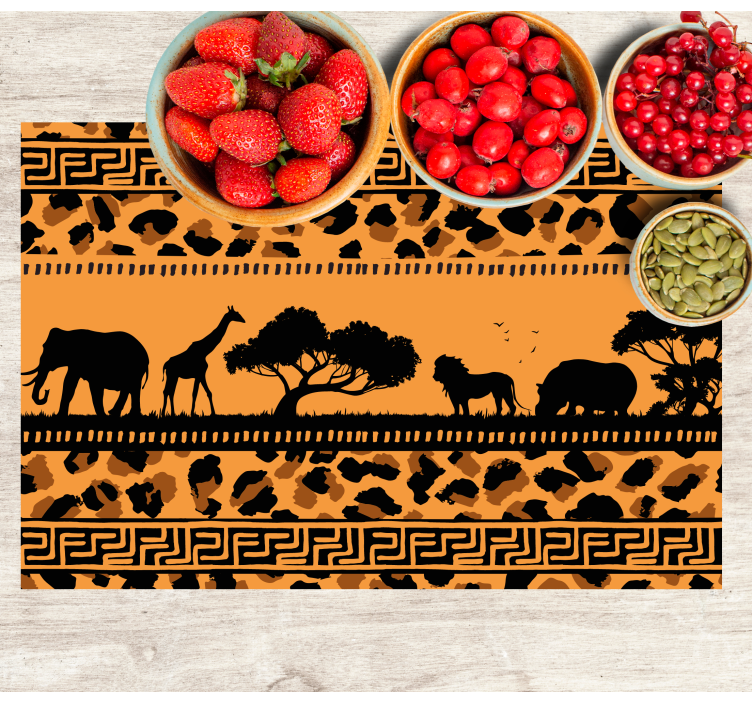 Leopard print with African Animals placemats - TenStickers