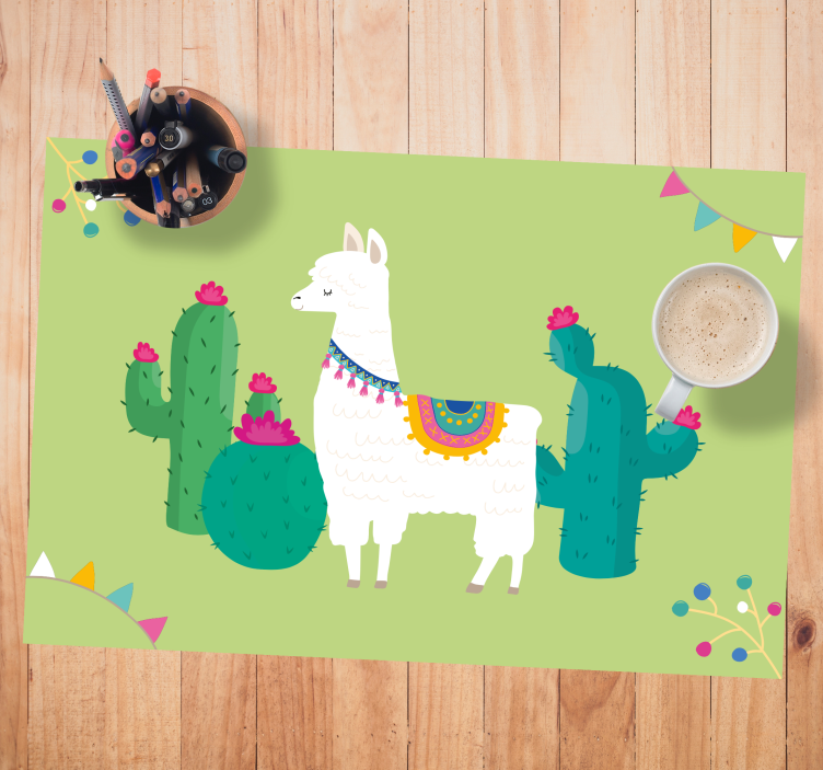 Llama with Cacti children placemats - TenStickers