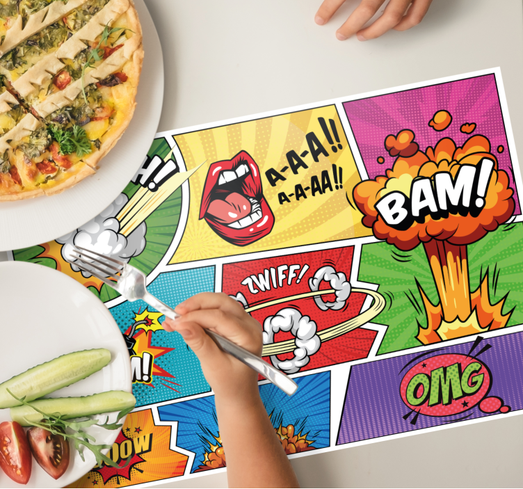 Retro superhero comic  original placemats - TenStickers