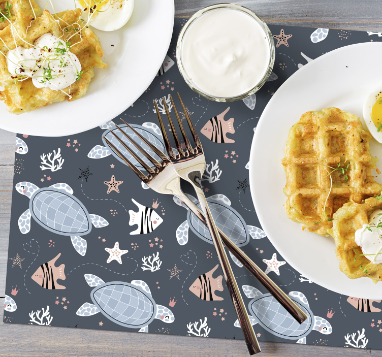 Turtles and Fish Under Sea turtle placemats - TenStickers