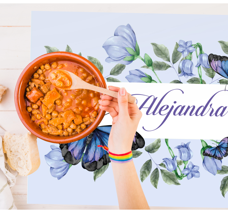 Watercolour butterflies Personalised placemats - TenStickers