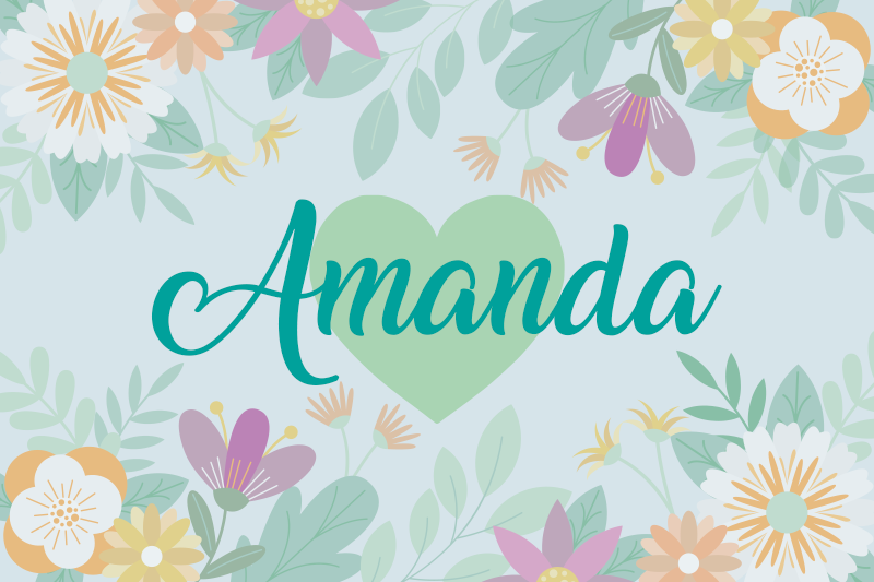 Personalised placemats flower heart amanda - TenStickers