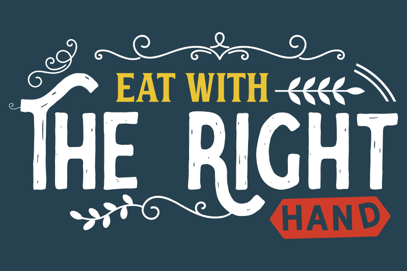 Quote placemats eat with right hand - TenStickers