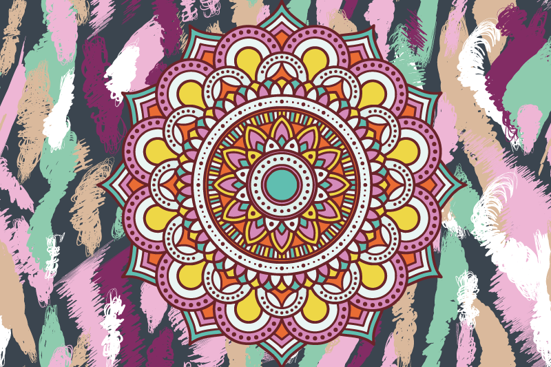 Textured placemats lively mandala design - TenStickers