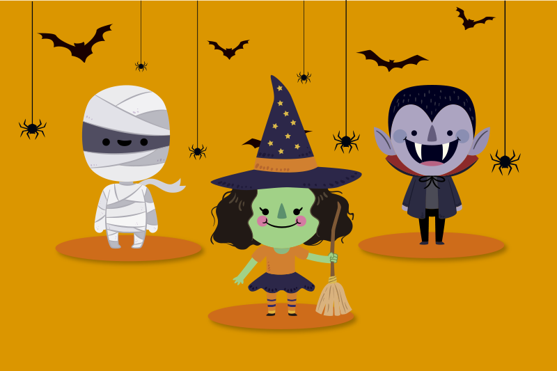 Halloween placemats featuring playful halloween figures - TenStickers