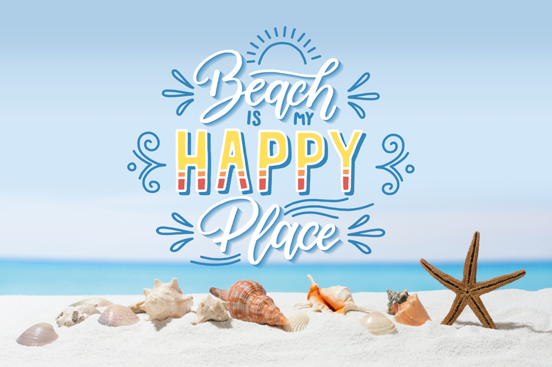 Quote placemats beach happy place - TenStickers