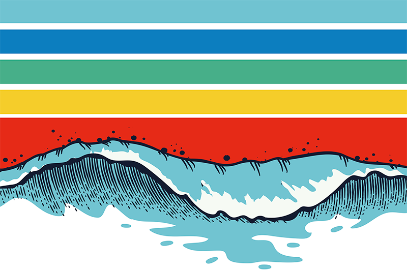 Retro waves 70's sun placemats - TenStickers