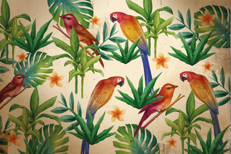 Original placemats tropical parrots design - TenStickers