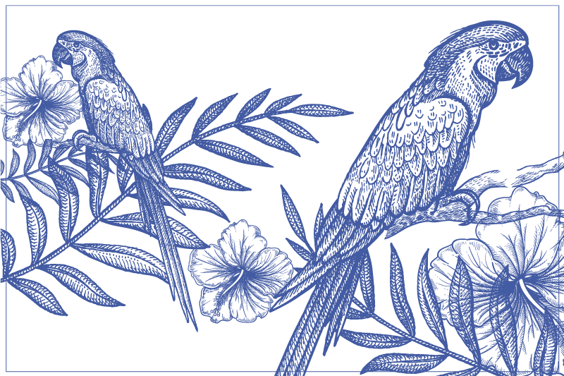 Blue birds on plants elegant placemats - TenStickers