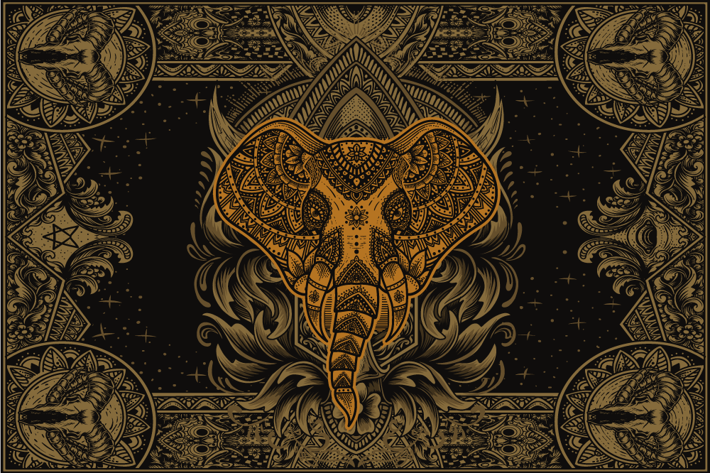 Original placemats intricate elephant design - TenStickers