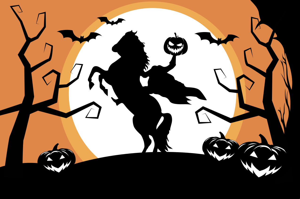 Halloween placemats horse with pumpkin - TenStickers