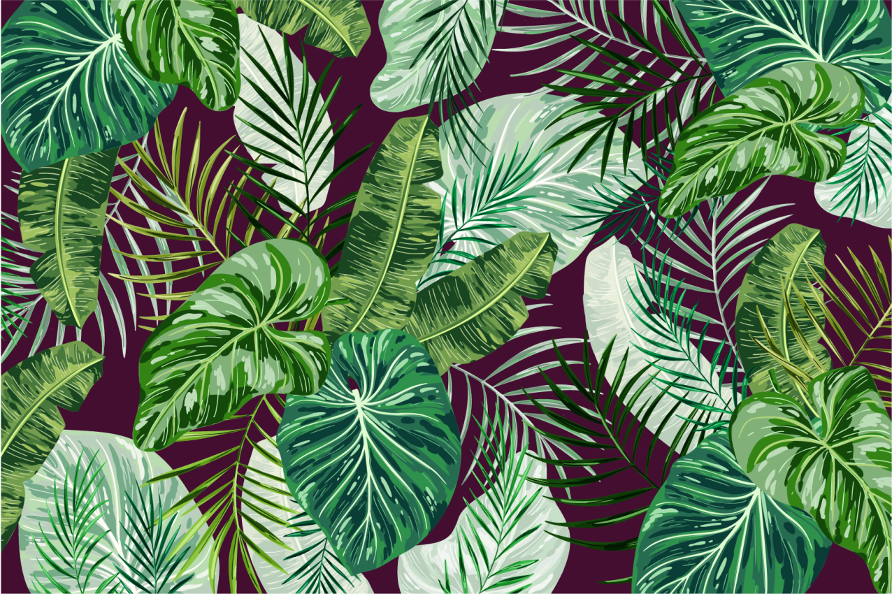 Textured placemat tropical leaf design - TenStickers