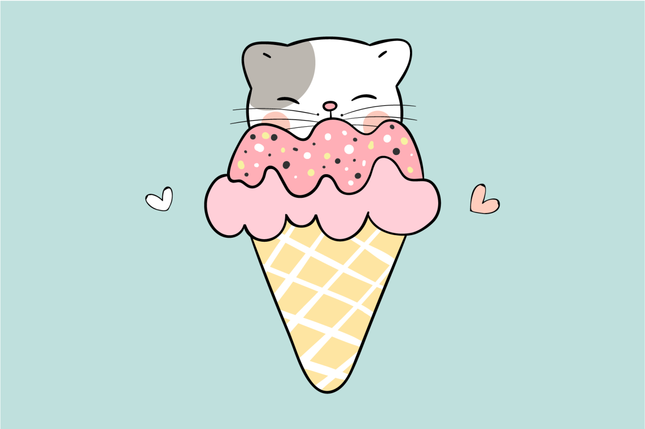 Children placemats cute cat ice cream - TenStickers