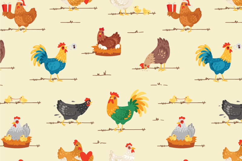 Children placemats colorful chicken designs - TenStickers